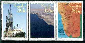 Namibia 1994 Walvis Bay set of 3 unmounted mint, SG 641-43, stamps on maps, stamps on ships