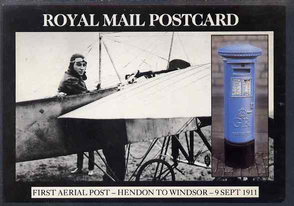 Postcard - Great Britain 1986 First Aerial Post Hendon to Windsor picture postcard (SEPR 49) used with Concorde illustrated Hounslow cancel, stamps on aviation, stamps on postbox, stamps on concorde