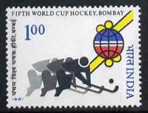 India 1981 Hockey World Cup Championship unmounted mint, SG 1032*, stamps on field hockey    sport
