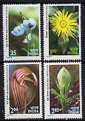 India 1982 Himilayan Flowers set of 4 unmounted mint, SG 1043-46*, stamps on flowers