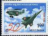 India 1982 50th Anniversary of Indian Air Force unmounted mint, SG 1053*, stamps on aviation