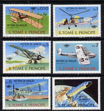 St Thomas & Prince Islands 1979 Aviation History perf set of 6 unmounted mint, stamps on aviation   space