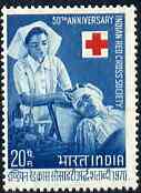 India 1970 50th Anniversary of Indian Red Cross unmounted mint, SG 625*, stamps on medical    red cross       nurses