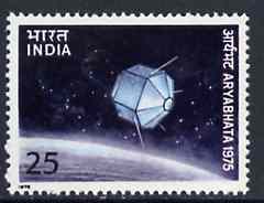 India 1975 Launch of First Indian Satellite 25p unmounted mint, SG 762*, stamps on communications