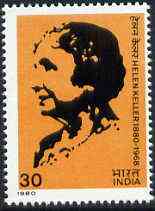 India 1980 Birth Centenary of Helen Keller (Campaigner for the Handicapped) unmounted mint SG 973*, stamps on personalities, stamps on women, stamps on blind, stamps on deaf, stamps on disabled