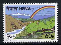 Nepal 1992 Environmental Protection unmounted mint, SG 533*, stamps on environment    rainbow