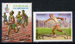 Bangladesh 1993 South Asian Federation Games set of 2 unmounted mint, SG 493-94*, stamps on sport, stamps on discus, stamps on running