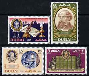 Dubai 1970 Death Centenary of Charles Dickens perf set of 4 unmounted mint, SG 355-58*, stamps on personalities, stamps on literature, stamps on death, stamps on dickens