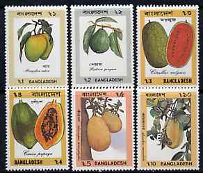 Bangladesh 1990 Fruit set of 6 unmounted mint, SG 353-58*, stamps on fruit, stamps on food