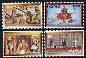 Uganda 1979 Coronation 25th Anniversary set of 4 unmounted mint, SG 234-37, stamps on royalty      coronation