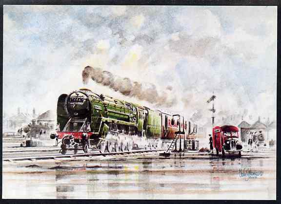 Postcard of Evening Star (Post Office card SWPR 28) used with Last Steam Locomotive Built in Swindon Works cancel, stamps on railways
