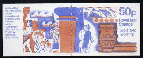 Great Britain 1991 Archaeology Series 50p booklet complete, SG FB59, stamps on archaeology