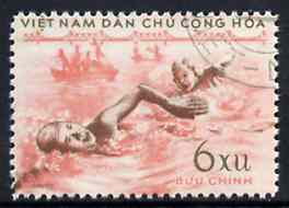 Vietnam - North 1959 Swimming 6x fine cto used from Sports set of 3, SG N114*, stamps on swimming