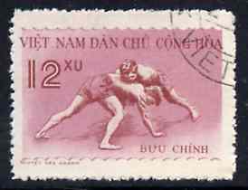 Vietnam - North 1959 Wrestling 12x fine cto used from Sports set of 3, SG N115*, stamps on wrestling