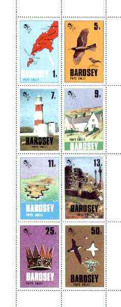 Bardsey (British Local) 1979 def set of 8 values (Map, Birds, Lighthouse, etc) unmounted mint, stamps on maps    birds   lighthouses