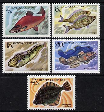 Russia 1983 Fish set of 5 unmounted mint, SG 5347-51, Mi 5294-98, stamps on fish, stamps on marine-life