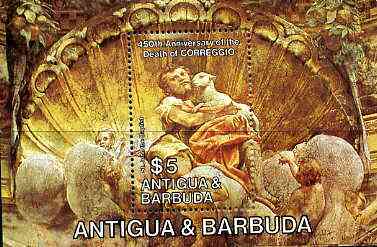 Antigua 1984 Death Anniversary of Correggio m/sheet (John the Baptist) unmounted mint SG MS 882, stamps on arts    religion    correggio    death