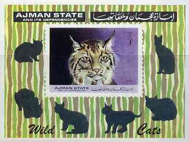 Ajman 1972 Wild Cats imperf m/sheet unmounted mint, Mi BL 360B , stamps on animals    cats