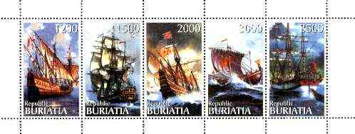 Buriatia Republic 1996 Ships perf set of 5 values unmounted mint, stamps on , stamps on  stamps on ships, stamps on  stamps on vikings