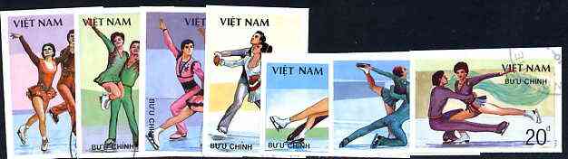 Vietnam 1988 Ice Skating imperf set of 7 cto used (very scarce with only a limited number issued thus) as SG 1233-39*, stamps on sport    ice skating