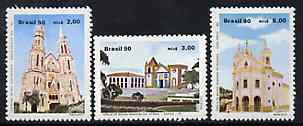 Brazil 1990 Churches set of 3, SG 2403-05 unmounted mint*, stamps on churches