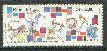 Brazil 1992 National Industrial Training Service unmounted mint SG  2552*, stamps on computers    students    microscopes, stamps on chemistry