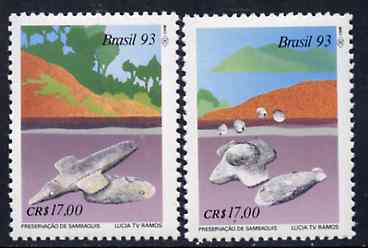 Brazil 1993 Preservation of Archaeological Sites set of 2, SG 2595-96 unmounted mint*, stamps on archaeology
