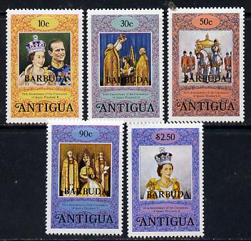 Barbuda 1978 Coronation 25th Anniversary perf 14 set of 5 from sheets (SG 415-19) unmounted mint, stamps on , stamps on  stamps on royalty      coronation