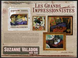 Comoro Islands 2009 Impressionists - Suzanne Valadon perf s/sheet unmounted mint, stamps on personalities, stamps on arts, stamps on impressionists, stamps on 