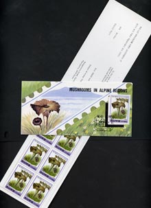 North Korea 1995 Fungi in Alpine Regions 6 won booklet containing pane of 10 x 60 jons, stamps on fungi