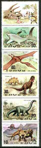 North Korea 1991 Dinosaurs complete perf set of 5 unmounted mint, SG N3063-67, stamps on dinosaurs