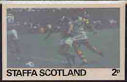 Staffa - Football Original composite artwork for 2p value comprising coloured photograph mounted on board 6\DB x 4, inscription & value on tracing paper overlay , stamps on football, stamps on sport