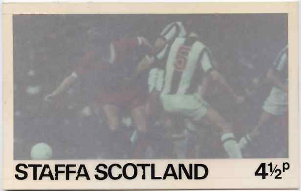 Staffa - Football Original composite artwork for 4.5p value comprising coloured photograph mounted on board 6\DB x 4, inscription & value on tracing paper overlay , stamps on football, stamps on sport