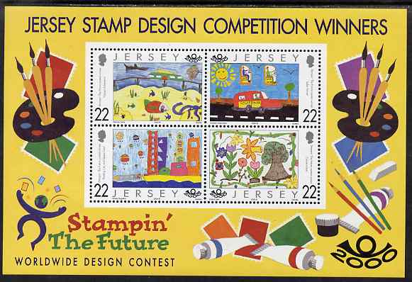Jersey 2000 Stampin' the Future (children's stamp design competition) Winners perf m/sheet unmounted mint, SG MS933, stamps on children, stamps on arts