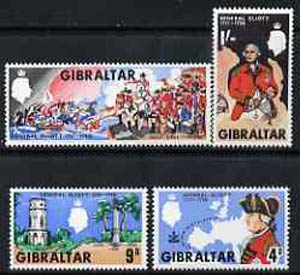 Gibraltar 1967 General Eliott perf set of 4 unmounted mint, SG 219-22*, stamps on militaria