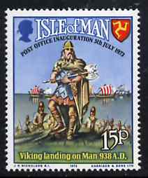 Isle of Man 1973 Inauguration of Postal Service (Viking) unmounted mint SG 34*, stamps on postal    vikings