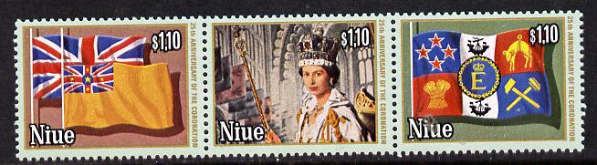 Niue 1978 Coronation 25th Anniversary set of 3 (white border) SG 245-7A unmounted mint, stamps on royalty      coronation