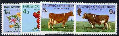 Guernsey 1970 Agriculture & Horticulture set of 4 unmounted mint, SG 36-39, stamps on agriculture, stamps on farming, stamps on cattle, stamps on bovine, stamps on tomatoes, stamps on flowers