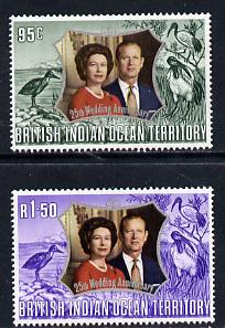 British Indian Ocean Territory 1972 Royal Silver Wedding set of 2 unmounted mint, SG 45-6, stamps on royalty, stamps on silver wedding