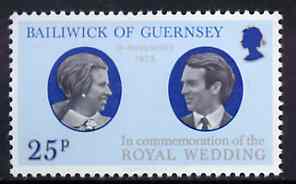 Guernsey 1973 Royal Wedding unmounted mint, SG 93, stamps on royalty    anne & mark