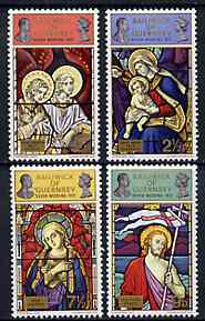 Guernsey 1972 Royal Silver Wedding & Christmas (Stained Glass Windows) set of 4 unmounted mint, SG 76-79*, stamps on christmas, stamps on royalty, stamps on stained glass, stamps on silver wedding, stamps on 