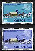 Cyprus 1975 Centenary of UPU set of 2 unmounted mint, SG 439-40*, stamps on upu, stamps on postal    , stamps on  upu , stamps on 