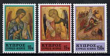 Cyprus 1976 Christmas set of 3 unmounted mint, SG 478-80*, stamps on christmas     icons      arts