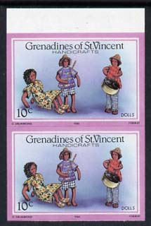 St Vincent - Grenadines 1986 Handicrafts 10c (Hand-made Dolls) imperf pair (SG 464var) unmounted mint, stamps on crafts, stamps on dolls, stamps on toys