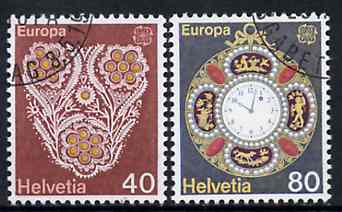 Switzerland 1976 Europa - Handicrafts set of 3 superb cto used, SG 913-14*, stamps on europa     crafts     tapestry     clocks