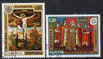 Andorra - French 1975 Europa (Paintings) set of 2 superb cto used, SG F 262-63, stamps on europa       arts