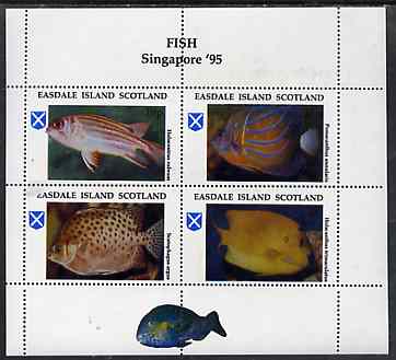 Easdale 1995 Singapore 95 Stamp Exhibition (Fish) sheetlet containing perf set of 4 unmounted mint, stamps on fish     marine-life