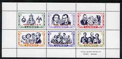 Lundy 1977 Silver Jubilee perf sheetlet containing set of 6 opt'd for Royal Visit 7-8-77 unmounted mint Rosen LU213MS, stamps on royalty    silver jubilee    royal visit
