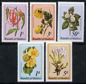 Maldive Islands 1979 Flowers set of 5, SG 827-31*, stamps on flowers