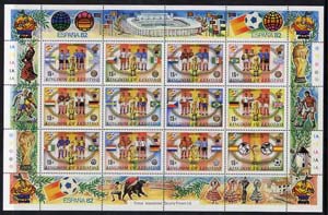 Lesotho 1982 World Cup Football sheetlet containing set of 12 values unmounted mint SG 480a, stamps on football    flags, stamps on sport